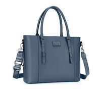MOSISO Laptop Tote Bolsa (15-16 Pulgadas), PU Leather Bandolera Bolso Compatible con MacBook&Notebook Gran Capacidad con Compartimento Acolchado,Niágara Blue