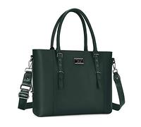 MOSISO Laptop Tote Bolsa (17-17,3 Pulgadas), PU Leather Bandolera Bolso Compatible con MacBook&Notebook Gran Capacidad con Compartimento Acolchado,Verde Tormenta