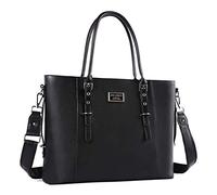 MOSISO Laptop Tote Bolsa (17-17,3 Pulgadas), PU Leather Bandolera Bolso Compatible con MacBook&Notebook Gran Capacidad con Compartimento Acolchado,Negro