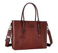 MOSISO Laptop Tote Bolsa (17-17,3 Pulgadas), PU Leather Bandolera Bolso Compatible con MacBook&Notebook Gran Capacidad con Compartimento Acolchado,Marrón