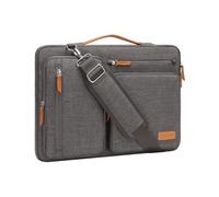 MOSISO Maletín Portátil 13,3 Pulgadas, 360 Protectora Laptop Bandolera Compatible con MacBook Pro 14,HP,Dell,Lenovo, Lateral Abierta Mensajero Bolsa con 4 Cremallera Bolsillos,Gris Taupe