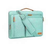 MOSISO Maletín Portátil 14 Pulgadas, 360 Protectora Laptop Bandolera Compatible con MacBook, HP, Dell,Asus Notebook, Lateral Abierta Mensajero Bolsa con 4 Cremallera Bolsillos,Verde Aqua