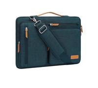 MOSISO Maletín Portátil 14 Pulgadas, 360 Protectora Laptop Bandolera Compatible con MacBook, HP, Dell,Asus Notebook, Lateral Abierta Mensajero Bolsa con 4 Cremallera Bolsillos,Verde Teal