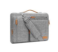 MOSISO Maletín Portátil 14 Pulgadas, 360 Protectora Laptop Bandolera Compatible con MacBook, HP, Dell,Asus Notebook, Lateral Abierta Mensajero Bolsa con 4 Cremallera Bolsillos,Gris