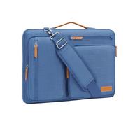 MOSISO Maletín Portátil 15-15,6 Pulgadas, 360 Protectora Laptop Bandolera Compatible con MacBook Pro 16,HP,Dell,Lenovo, Lateral Abierta Mensajero Bolsa con 4 Cremallera Bolsillos,Azul Cadete