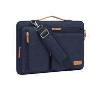 MOSISO Maletín Portátil 15 Pulgadas,360 Protectora Laptop Bandolera Compatible con MacBook Air 15 Pulgadas M5 M4-M2/Dell XPS 15,Lateral Abierta Mensajero Bolsa con 4 Cremallera Bolsillos,Azul Marino