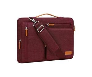 MOSISO Maletín Portátil 17-17,3 Pulgadas, 360 Protectora Laptop Bandolera | Compatible con MacBook, HP, Dell,Asus Notebook, Lateral Abierta Mensajero Bolsa con 4 Cremallera Bolsillos,Rojo Vino