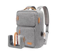 MOSISO Messenger Bolsa para Hombres Mujeres, 15,6-16 Pulgadas Convertible Portátil Mochila Bolso, Llevar Mochila para Viaje Trabajo, 3 en 1 Maletines Computer Bolsa con Puerto Carga USB&Neceser,Gris