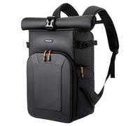 MOSISO Mochila Cámara, Bolsa Cámaras DSLR/SLR/Sin Espejo con Bolsillo Frontal Rígido, con Compartimento Portátil&Soporte Trípode&Funda Impermeable&Compartimento Top Enrollable para Canon/Nikon, Negro