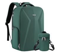 MOSISO Mochila Cámara, Bolso para Cámara DSLR/SLR/Sin Espejo, Waterproof | Estuche Rígido con Funda Objetivo &Soporte Trípode&15,6" Compartimento Portátil Compatible con Canon/Nikon,Verde Esmeralda