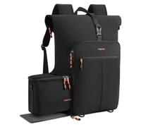 MOSISO Mochila Cámara con Compartimento Cámara, Mochila Fotográfica con Compartimento Expandible con Tapa Enrollable, Acolchado Suave para Cámara con Rain Cover&Correas Hombro para Canon/Nikon,Negro