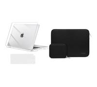 MOSISO Plástico Carcasa Dura Funda Compatible con MacBook Air 13 Pulgadas M4 M3 M2 13,6 Pulgadas Display, y Funda Portátil 13,3 Pulgadas Funda Blanda de Neopreno con Bolsa Pequeña Negro