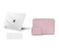 MOSISO Plástico Carcasa Dura Funda Compatible con MacBook Air 13 Pulgadas M4 M3 M2 13,6 Pulgadas Display, y Funda Portátil 13,3 Pulgadas Funda Blanda de Neopreno con Bolsa Pequeña Bebé Rosa