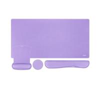 MOSISO Teclado Alfombrilla Ratón Set, Gran Gaming Pad&Teclado Wrist Rest&Ratón Wrist Rest&Posavasos, Ergonómico Non-Slip Mousepad&Fácil Typing Cojín con Espuma Memoria para Home Office,Púrpura