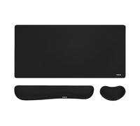 MOSISO Teclado Alfombrilla Ratón Set, Mouse Pad Gaming Grande&Wrist Rest Teclado&Wrist Rest, Muñequera Ayuda Antidolor con Espuma Memoria Home Office Mousepad Non-Slip Easy Typing Cushion,Negro