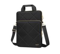 MOSISO Vertical Bolsa Hombro Portátil, 13-13,3 Pulgadas Bolsa Ordenador Compatible con MacBook, HP, Dell, Lenovo, Rombo Acolchado Messenger Bolsa con Bolsillo Frontal&Asa&Cinturón,Negro