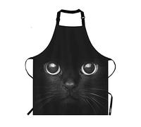 Moslion Delantal de gato negro, cabeza de gato con ojo brillante, delantal de cuello ajustable para hombres y mujeres, adecuado para cocina, camarera, chef, Multi 17, 27 X 31 Inch