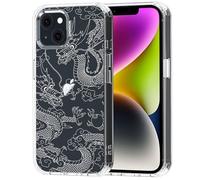 MOSNOVO Funda iPhone 13 y iPhone 14, [Protección contra Caídas de Grado Militar hasta 2 m] [Tecnología Anti-despegue] Carcasa Transparente Antigolpes de TPU - Dragón Blanco