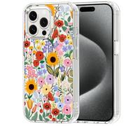MOSNOVO Funda iPhone 15 Pro MAX, [Protección contra Caídas de Grado Militar hasta 2 m] [Tecnología Anti-despegue] Carcasa Transparente Antigolpes de TPU - Florecer y Bloom