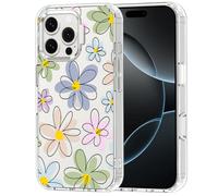 MOSNOVO Funda iPhone 16 Pro MAX - Carcasa de TPU+PC Transparente, Delgada, [protección contra caídas de 6,6 pies/antidesprendimiento] - Flores lineales