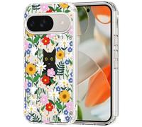 MOSNOVO Funda para Google Pixel 9 & 9 Pro - Carcasa de TPU+PC Transparente, Delgada, [protección contra caídas de 6,6 pies/antidesprendimiento] - Gato Negro en el jardín