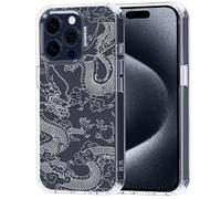 MOSNOVO Funda para iPhone 15 Pro - Carcasa de TPU+PC Transparente, Delgada, [protección contra caídas de 6,6 pies/antidesprendimiento] - Dragón Blanco