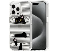 MOSNOVO Funda para iPhone 15 Pro MAX - Carcasa de TPU+PC Transparente, Delgada, [protección contra caídas de 6,6 pies/antidesprendimiento] - Gato Negro Oculto