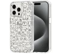 MOSNOVO Funda para iPhone 15 Pro MAX - Carcasa de TPU+PC Transparente, Delgada, [protección contra caídas de 6,6 pies/antidesprendimiento] - Perro Doodle