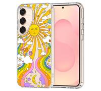 MOSNOVO Funda Samsung Galaxy S25 - Carcasa de TPU+PC Transparente, Delgada, [protección contra caídas de 6,6 pies/antidesprendimiento] - Arte psicodélico Groovy de los 70