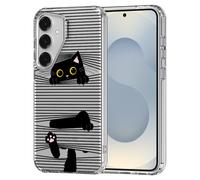 MOSNOVO Funda Samsung Galaxy S25 - Carcasa de TPU+PC Transparente, Delgada, [protección contra caídas de 6,6 pies/antidesprendimiento] - Gato Negro Oculto