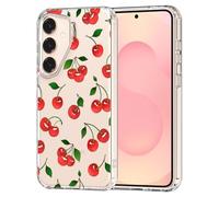 MOSNOVO Funda Samsung Galaxy S25 Plus - Carcasa de TPU+PC Transparente, Delgada, [protección contra caídas de 6,6 pies/antidesprendimiento] - Cereza Linda