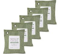 Moso Natural Bolsa purificadora de aire de 200 g (paquete de 5). Un eliminador de olores sin olor para automóviles, armarios, baños, áreas de mascotas. Absorbente de olores de carbón de bambú Moso de