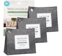 Moso Natural Bolsa purificadora de aire de 600 g (paquete de 3) un eliminador de olores sin olor para cocinas, dormitorios, salas de estar, zonas de mascotas. Absorbente de olores de carbón de bambú