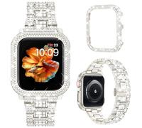 Mosonio Compatible con Apple Watch Band de 1.575 pulgadas con caja de metal brillante para mujer, correa de metal brillante con 1 funda protectora de metal brillante para iWatch SE Series 6/5/4 (luz