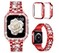 Mosonio Compatible con Apple Watch Band S10 de 46 mm con funda para mujer, pulsera de metal de repuesto de joyería con 2 fundas protectoras de policarbonato brillante para iWatch Series 10 (46 mm,