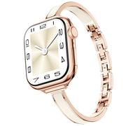 Mosonio Correa delgada para Apple Watch para mujer, elegante correa de metal con detalles de silicona integrados para iWatch, correa de enlace de fácil ajuste compatible con Apple Watch Ultra (49 mm