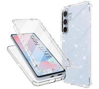 Mosoris Funda para Samsung Galaxy S24 FE Carcasa con Protector de Pantalla Integrado, 360 Grados Full Body Protección Antigolpes Funda Suave TPU Silicona Completa Case Transparente Brillantina Cover
