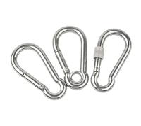 Mosquetón 1-5 uds M4 M5 M6 M7 M8 304 mosquetón de resorte de acero inoxidable gancho de anillo de bloqueo de enlace rápido grillete a presión gancho de sujeción de cadena(WIth band M8,3 PCS)