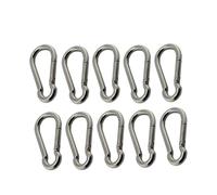 Mosqueton 10pcs Silver Carabiner Hook Marine Stainless Steel 50mm 60mm 70mm 80mm Length Large Heavy Duty Stainles Carabiner(5X50mm)