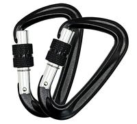 Mosquetón con cierre de rosca, 1200 kg/12 KN, llavero de carga pesada, mosquetón de rosca, negro, para camping, pesca, senderismo, hamaca o viajes