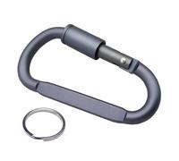 Mosquetón con cierre de tornillo, aleación de aluminio reforzado, 8 cm, llavero en forma de D, ideal para camping, pesca, senderismo, viajes, mochila, gancho para botellas, deportes