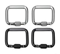 Mosquetón cuadrado, juego de 4 mosquetones de puerta de tornillo para equipos de senderismo y camping, capacidad de carga de 20 kg, aleación de aluminio