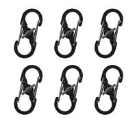Mosquetón de 6 piezas, gancho de camping, llavero de metal, mosquetón en forma de S, mini mosquetón antirrobo y anticaídas, llavero de montañismo (negro)