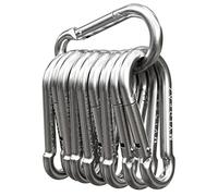 Mosquetón de Acero galvanizado Premium en Juego de 5 mosquetones de 100mm x 10mm y Cierre a presión, Fabricados en Acero de Alto Rendimiento para Camping, Senderismo, Llavero, mosquetón hasta 350kg