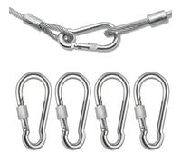 Mosquetón de Acero Inoxidable 304 de 4 Piezas, Resistente, con Cierre de Rosca M7, Giratorio, para montañismo, Acampada y Equipo para Exteriores.