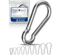 Mosquetón de Acero Inoxidable sin guardacabos - 3 x 30 mm - 2 Unidad - Inoxidable - Resistente a la corrosión - para Aplicaciones de Alta Resistencia