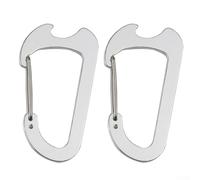 Mosquetón de aleación de aluminio para mochila al aire libre, camping, escalada, gancho ligero para llavero con puerta de alambre, 43 x 79 mm, paquete de 2 (negro azul (plateado)