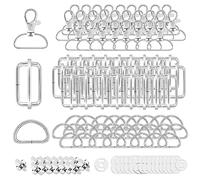 Mosquetón giratorio con articulación giratoria, llavero en D, hebilla deslizante triglide, ajuste de correa, botones magnéticos de metal, hebillas y cierres para accesorios de costura DIY (32 mm,