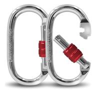 Mosquetón grande 25 kN en forma de O, 2 unidades, acero inoxidable 304, resistente mosquetón de seguridad con cierre de rosca, 11 x 6 cm, apertura de 17 mm, para hamaca interior, columpio, yoga