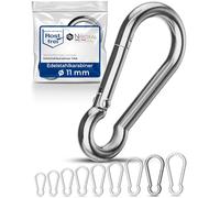 Mosquetón Grande de Acero Inoxidable 11 mm - Llavero Sin Guardaojos, Carga Rotura 1900 kg, 11 x 120 mm - Para Hamaca y Columpio